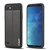 J&D Case Compatible for LG Q6 Case, [Anti-Scratch] [Leather Texture Pattern] Shock Resistant Protective Rubber TPU Slim Case for LG Q6 Bumper Case - Black