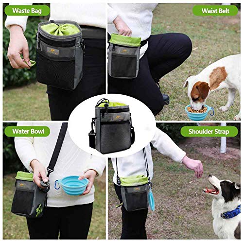 MARSLABO Dog Treat Pouch for Training, Dog Treat Bag, Easy Access to Treats, Treat Pouch Dog Training with Waist Belt, Shoulder Strap, Poop Bag, Clicker, Collapsible Bowl, Build-in Waste Bag Dispenser
