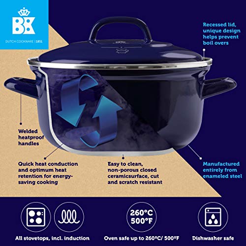 BK Indigo Aluminum HeavyGauge Carbon Steel, Induction, 5.5QT Nonstick Glaze Dutch Oven