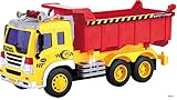 Memtes Friction Powered Dump Truck Toy with Lights and Sound for Kids