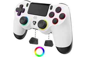 Wireless Controllers for PS4/Pro/Slim & PC, Hall effect Gamepad Joystick with Colors Lighting, Macro Back Buttons, 1000mAh Ba