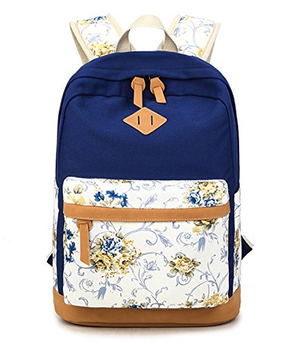 Luckyz women casual backpack lightweight canvas with leather dayk…