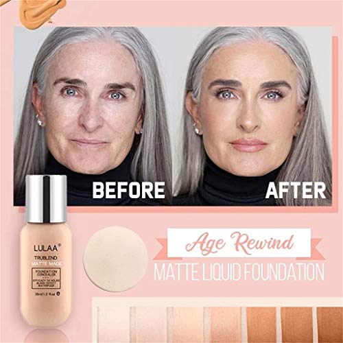 Kidirt, Matte Foundation Full Coverage - 24 Hours Block defect Moisturizing Liquid Foundation - Waterproof Foundation Concealer Cream - Long Lasting face Primer with Makeup Puff (02#Ivory White)