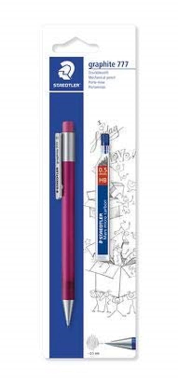 Staedtler Staedtler Refill, 7775SBKD25DA Mechanical Pencil Graphite and 1 x Pack Box (HB). Filled with B Lead Diameter 0.5 mm Barrel Colour Magenta Blister Card