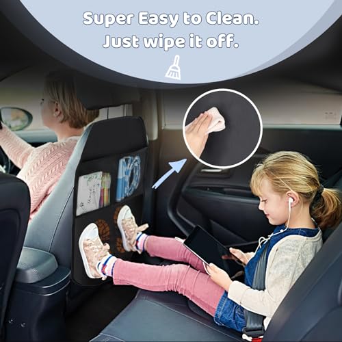 AiQInu 2 Pieces Protection, Waterproof Dirt-Repellent Car Seat Organizer for Children Dogs Cats (Black)