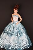 Olivia's Doll Closet Blue Ball Gown with Light Blue Sequined Lace Details Made To Fit Barbie Doll