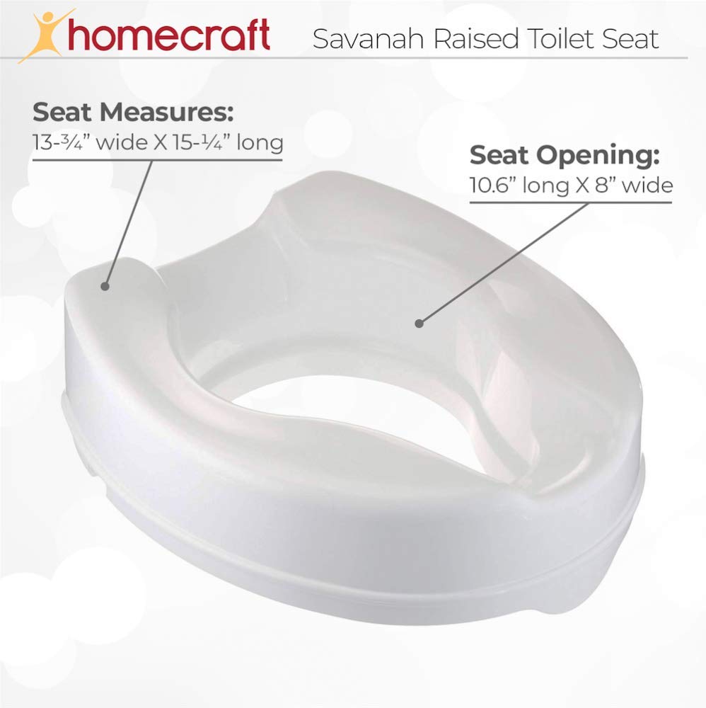 Homecraft Savanah Raised Toilet Seat with Lid, 2" High Elevated Toilet Seat Locks Onto Standard Toilets, Portable Assistance Seat with Sturdy Brackets, Medical Aid for Elderly, Disabled, Limited Mobility: Toilet Seat Elevators: Industrial & Scientific