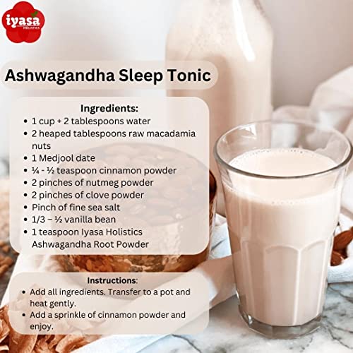 Iyasa Holistics Organic Ashwagandha Powder, Withania Somnifera, Raw Superfood, Workout Supplement, Resealable Pack