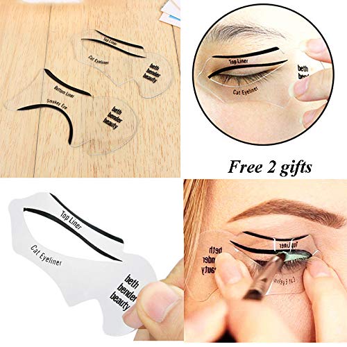 Eye Makeup Tool Kit for Women - Cat Eyeliner Stencil / 24 Shapes Eyebrow Stencil/Eyebrow Trimmer Scissors With Comb Hair Remover Beauty Tools