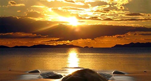 Sanbay Art Christmas Gift Modern Giclee Canvas Prints Stretched Artwork Abstract Beautiful Scene Sunset to Photo Paintings Wood Framed Inside Wall Art for Wall Decor