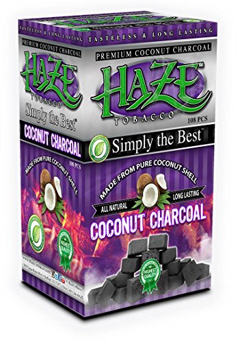 Haze Natural Coconut Hookah Shisha Charcoal, 100% Organic, 108 Piece.