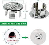 BaiJ 6PCS Sink Overflow Ring Cover Drain Cap Insert Silver Plastic Bathroom view 2