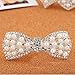 Women's White Pearl Bling Rhinestone Beaded Silver Hair Barrette Clip Pin for Long Hair Ponytail Holder