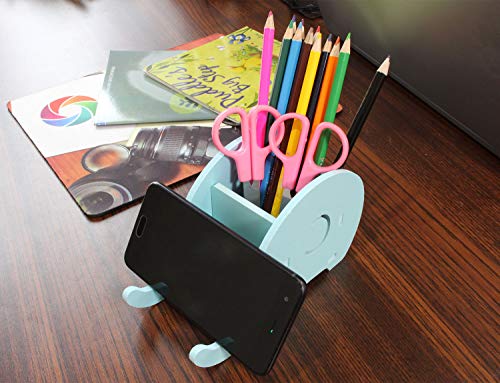 Cell Phone Stand, Creative Elephant Phone Stand Tablet Desk Bracket,Pencil Holder,Desk Supplies Organizer,Desk Storage Rack (Blue)