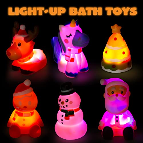 JOYIN 6 Pack Bath Toy LED LightUp Floating Christmas Character Bath