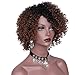 AisiBeauty Natural Brown Medium Short Curly Wigs with Dark Roots Short Fluffy Curly Hair Wig for Black Women Heat Resistant Synthetic Wig