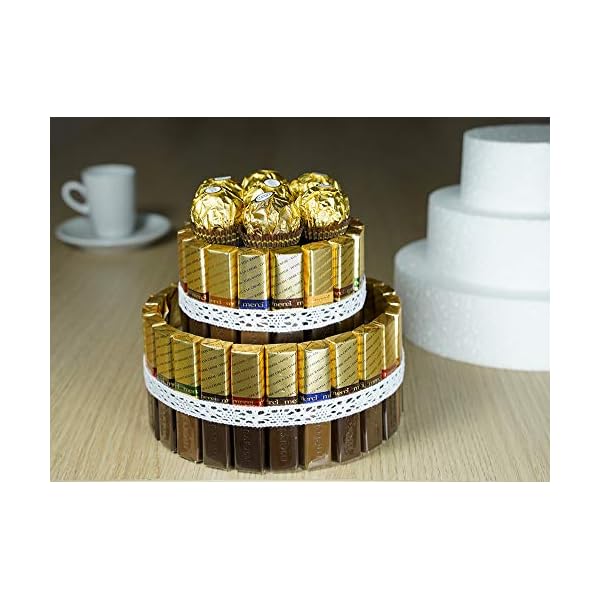 MCE-Commerce Styropor Torte Set dreistöckig H 5cm, 10cm; 15cm; 20cm, Weiß, 20x15cm – Bild 6