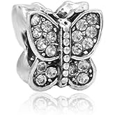 Butterfly Charm Bead for Bracelets (Clear)