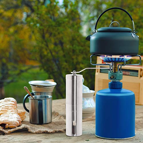 Relaxdays Manuelle Kaffeemühle, stufenlos verstellbar, Keramikmahlwerk, unterwegs, Hand Espressomühle, Edelstahl, silber… – Bild 3