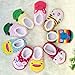 FlyingP 5Pairs Baby Toddler Anti Slip Skid Socks for 6-18 Months Cute Animal Stripes No-Show Crew Boat Socks Baby Socks Footsocks