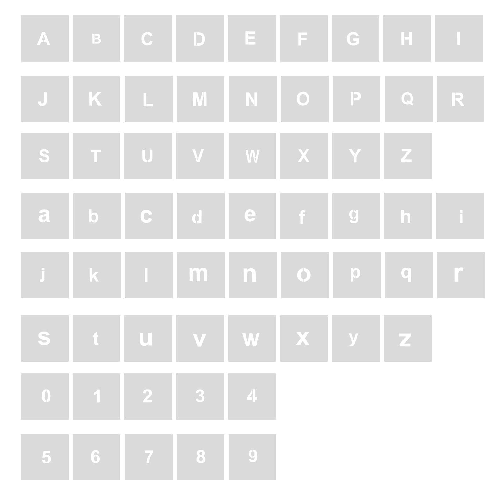 AIEX 62 Pcs Plastic Craft Stencils Washable Craft Stencils for DIY Drawing Writing (1 inch)