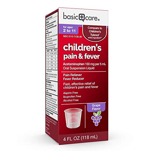 Amazon Basic Care Acetaminophen Children's Pain Reliever Oral Suspension Liquid, 4 Oz