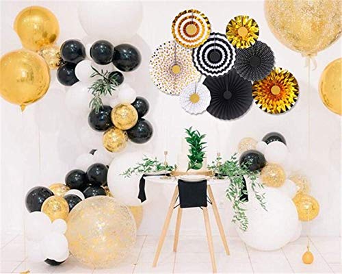 zorpia Gold Party Hanging Paper Fans Decoration Set for Wedding Birthday Party Baby Showers Round Events Accessories Set of 8 - Thumbnail 5