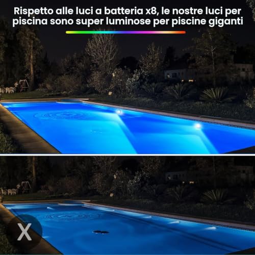 LyLmLe 20 W LED Lights for Pools, 12 V Smart LED Submersible Swimming Pool Lights with APP Control, Dimmable 800 lm, Timer, IP68 Waterproof Magnetic Piscinas Floodlight with 8 m Cable for Pools in Ground