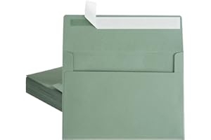 Wishop 50 Pack 4 x 6 Envelopes Sage-Green A6 Envelopes Self Seal for Wedding, Party Invitations, Greeting Cards, Announcements, Photos (4 3/4 x 6 1/2 Inches)