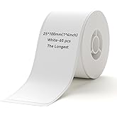 NIIMBOT D101 Label Maker Tape Self-Adhesive Labeling Tape Replacement 0.98" X 3.94" (25 X 100mm) Thermal Label Paper for Home Kitchen, 65 Labels/Roll, White