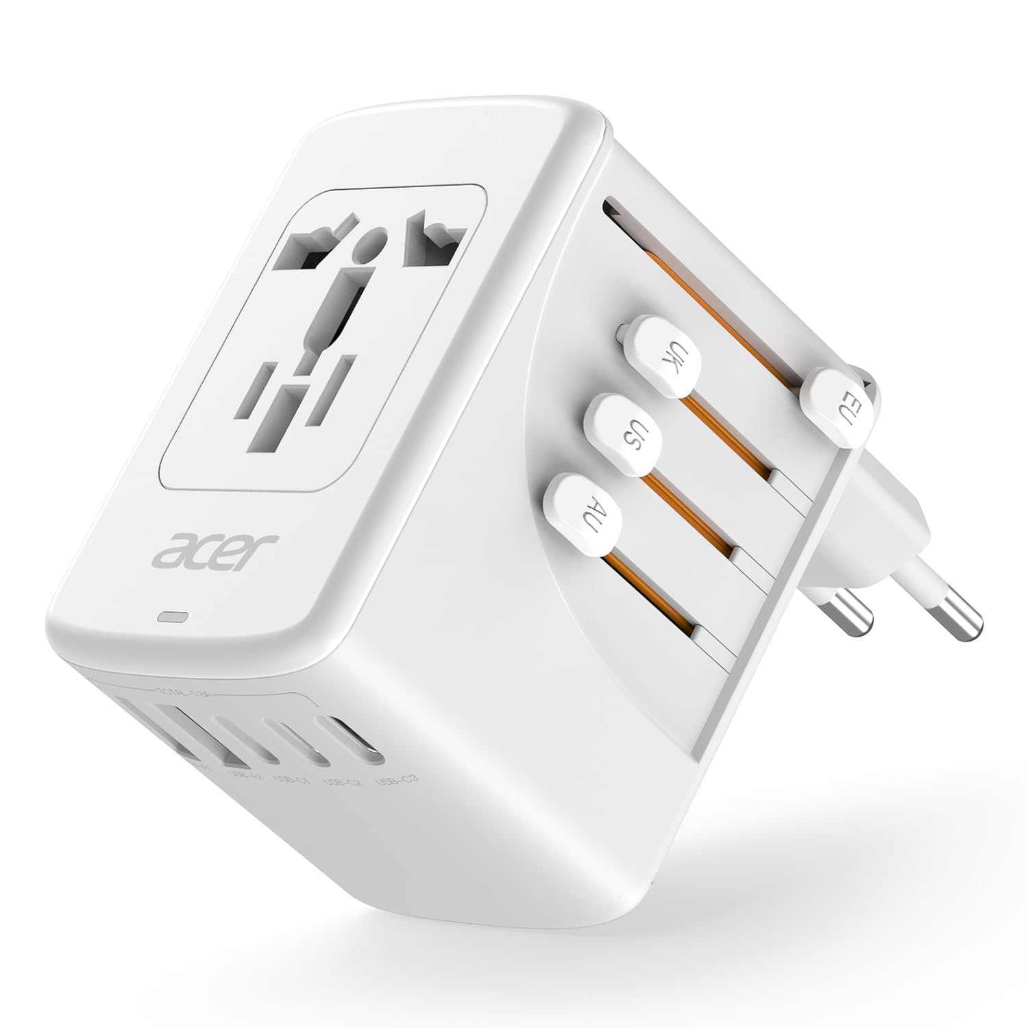 Photo 1 of Acer Universal Travel Plug Adapter - International Power Adapter with 5 USB Ports (3 USB C) 5.8A, Worldwide Outlet Charger for USA to European UK France Germany Spain, Type C/E/F/G/I/L/A, White