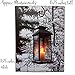 BANBERRY DESIGNS LED Wall Art - Winter Lantern Lighted Canvas - Light Up Snowy Scene With a Glowing Black Lantern - Light Up Canvas Print - Christmas Wall Art - Measures 11.75
