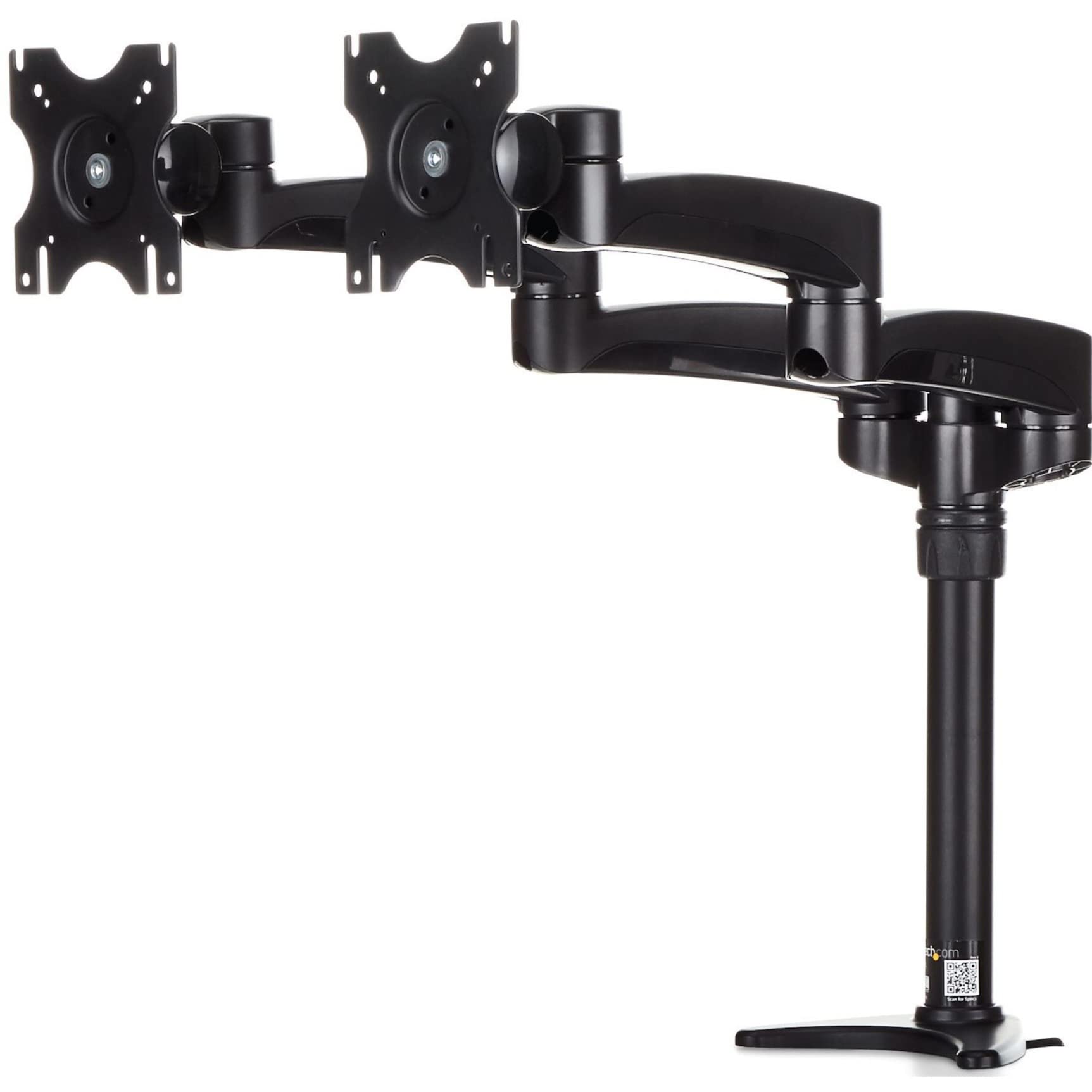StarTech.com Desk Mount Dual Monitor Arm - Articulating - Supports Monitors 12'' to 24'' - Adjustable VESA Monitor Arm - Grommet or Desk Mount - Black (ARMDUAL)