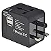 Mudder US UK EU AU Universal All in One International Travel Power Plug Adapter Charger with 2 USB Ports 1A for Cell Phone (NO Voltage Conversion)