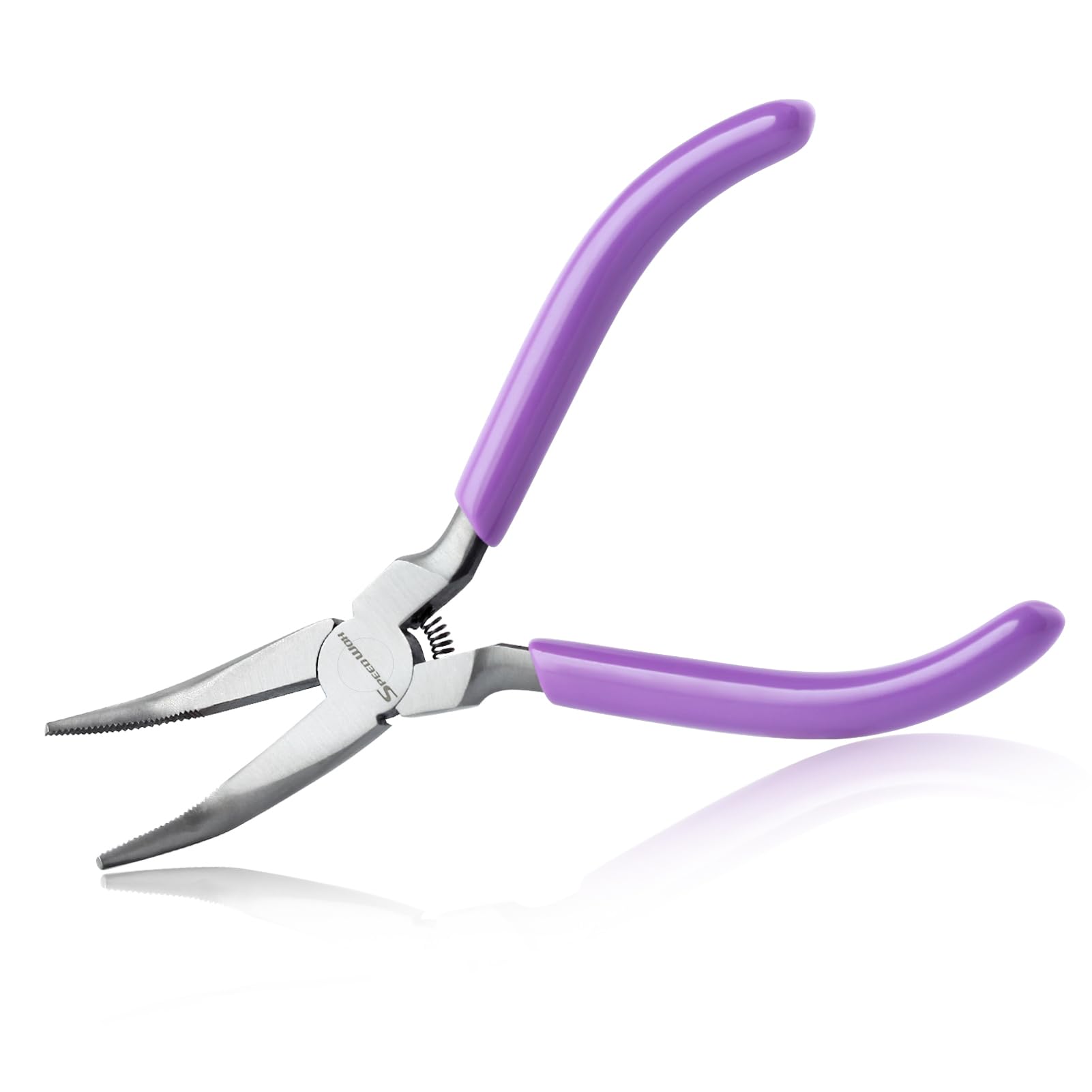 SPEEDWOX Mini Bent Nose Pliers with Teeth, 45 Degree Curved Serrated Jaws, Curved Chain Nose Pliers for Jewelry Making, Wire Wrapping, Beading