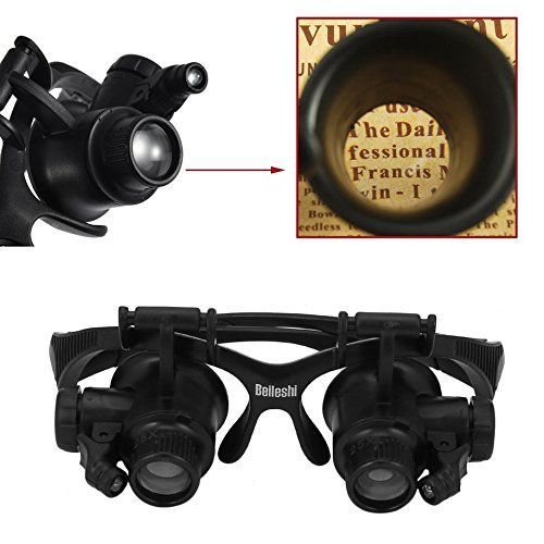 Water-chestnut 10X 15X 20X 25X LED Glasses Jeweler Watch Repair Magnifier Magnifying Double Eye Glasses Loupe Lens Measurement Tools - Thumbnail 3