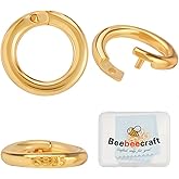Beebeecraft 6Pcs Locking Jump Rings 24K Gold Plated 925 Sterling Silver OD 8mm ID 5mm Round Open Ring Connector Clasp for Necklace Bracelet Jewelry Making DIY Crafts