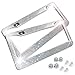 BLVD-LPF OBEY YOUR LUXURY Clear/White Crystal Rhinestone License Plate ABS Chrome Frame with Crystal Screw Caps - Set of 2 Frames