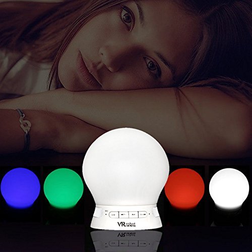 VR-robot Bluetooth LED Night light, Multicolor Smart Silicone Mushroom Touch Lamp,TF Card, Play Music,Phone Calls. Great for nightstand, Babies Room, Camping, Boating, Yoga Usage, App Control(White) - Thumbnail 5