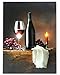 BANBERRY DESIGNS Canvas Wine Lighted Prints - LED Hanging Wall Art - Wine Decor with Glowing Candle - Lighted Pictures for Wall - Measures 16