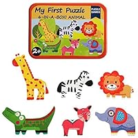 Humars Puzzle Games 6-in-A-Box! My First Animal Puzzle Set Wooden Jigsaw Puzzles for Boy & Girl Toddlers