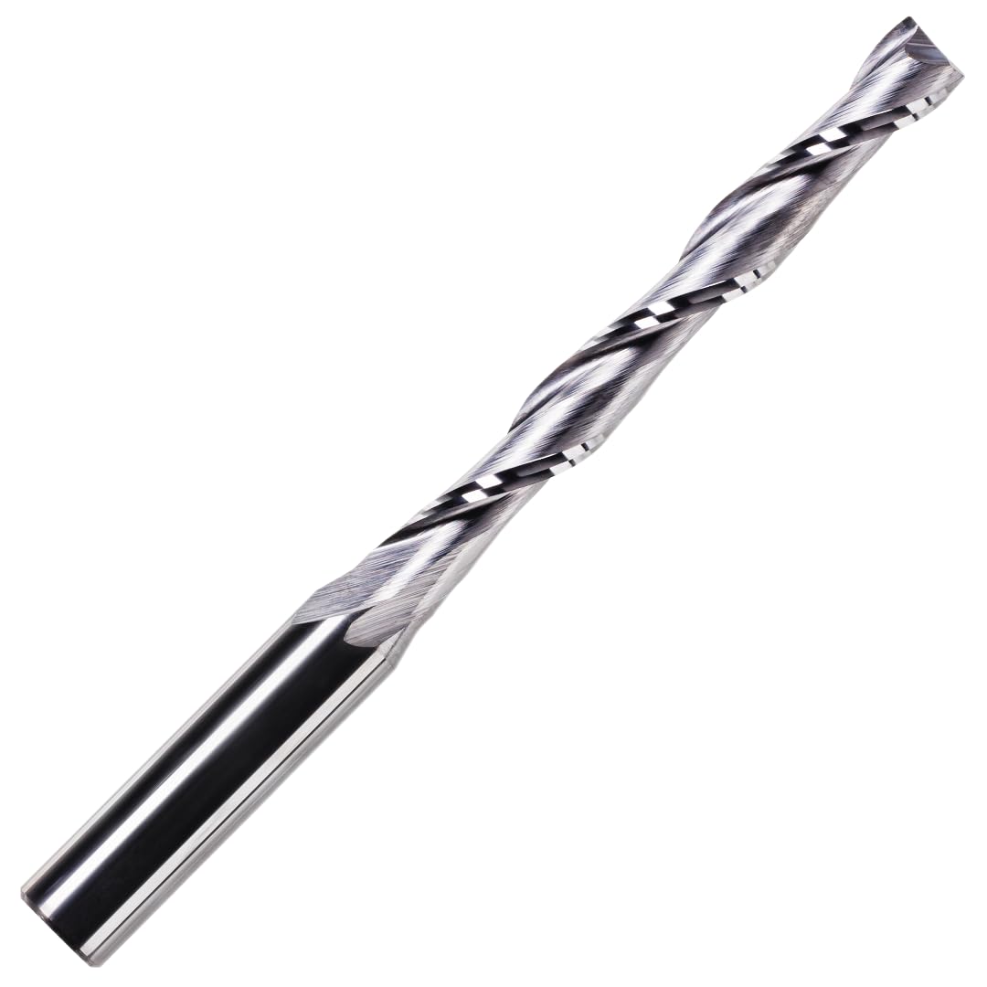 6mm x 42mm Flute x 1/4" Shank Solid Carbide Spiral 2 Flute Up Cut Router Bit for Wood, Hard Wood, PVC & Acrylic