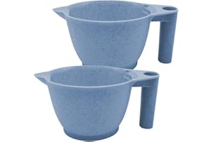 Minkissy Hair Dye Bowl 2 Pack Wheat Straw Mixing Bowl for Salon & Home - Stackable, Portable, Blue Color Included