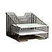 VANRA Metal Mesh Desktop File Sorter Organizer Desk Tray Organize with 3 Letter Trays and 2 Vertical Upright Sections, Black