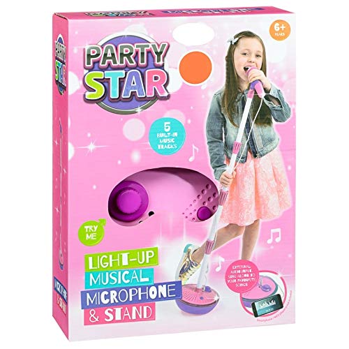 childrens pink microphone and stand