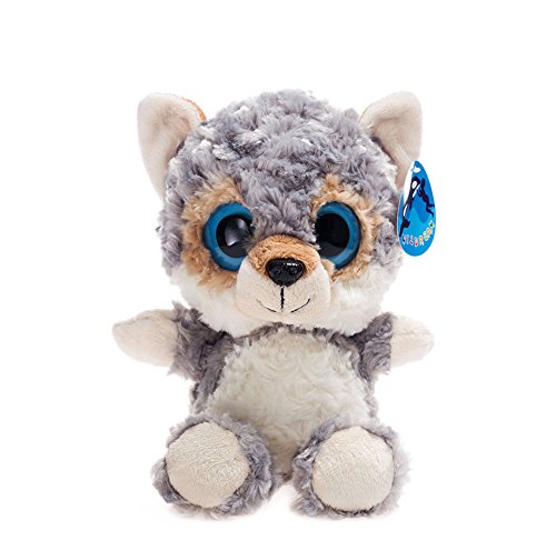 Big Eyes Grey Wolf Stuffed Animal Toys Cuddly Polyester Fabric Jungle Animal Best Gift