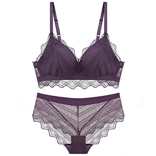 Yandam Elegant Bra Suit Ladies Gathered Bra Sexy lace Underwear to Receive The Milk(34A 34A)