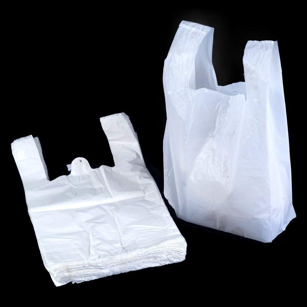 5XWhite Vest Style Plastic Carrier Bags - 13" x 19" x 23" - (1 Box = 100 Bags) - Heavy Duty