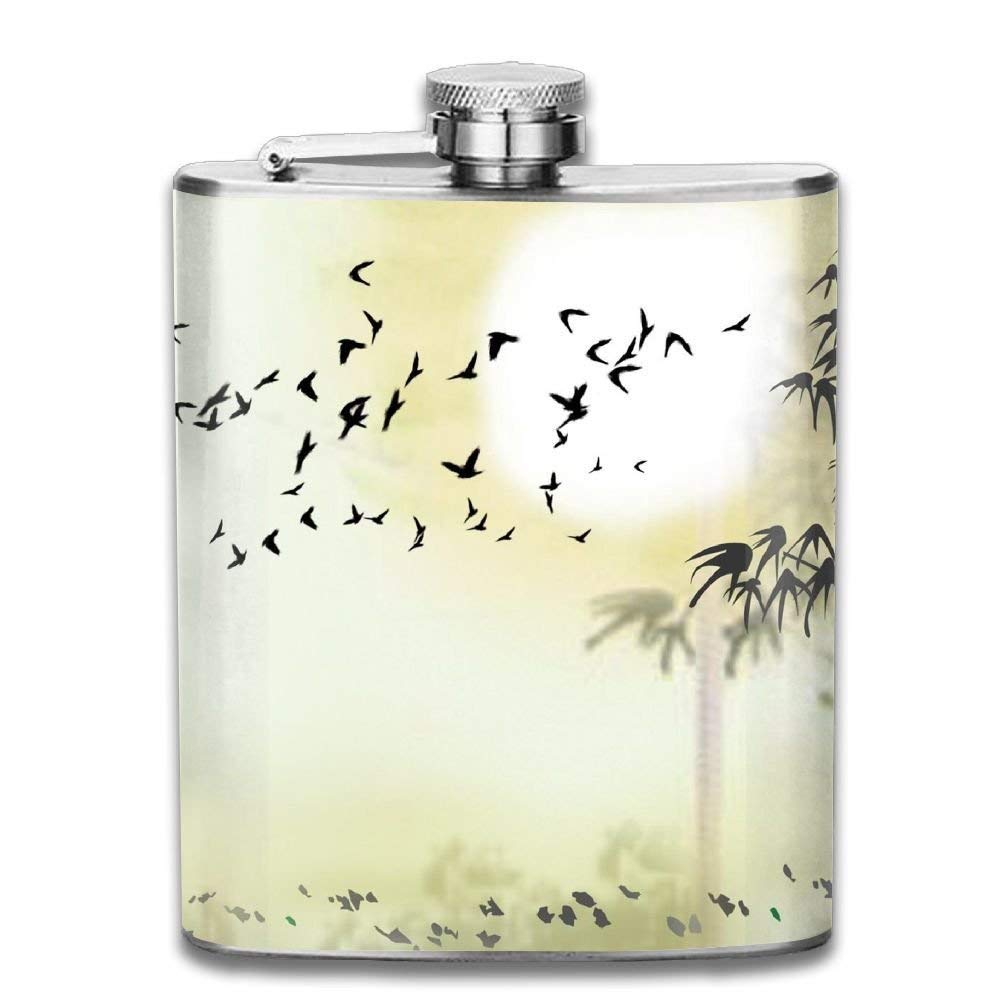 Gxdchfj Bamboo and The Swallows Portable Stainless Steel Flagon Liquor Flask Utensilios de bar
