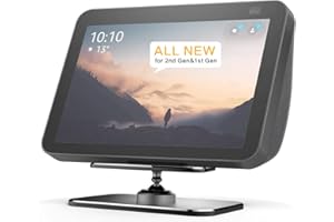 ezbnb Echo Show 8 Stand | Adjustable Aluminum Stand for Echo Show 8 Full Metal 360 Degree Swivel and up Down tilt Rotatable Holder with Strong Magnetic Attachment (Gray)